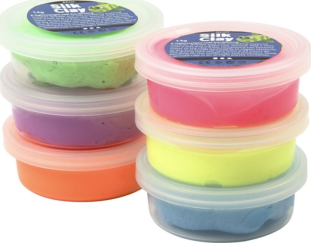 Silk Clay   Modellervoks Sæt   Neon   6x14 G