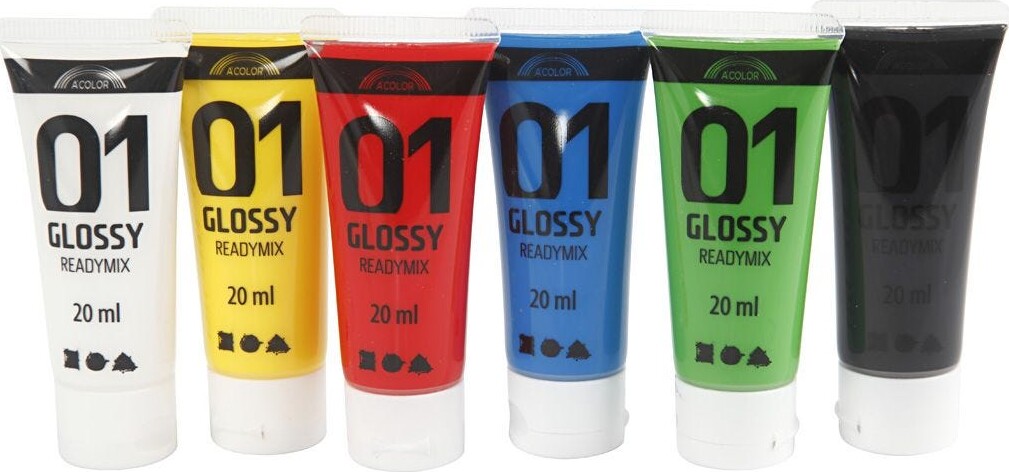 A Color   Akrylmaling Sæt   Glossy Readymix 6x20 Ml