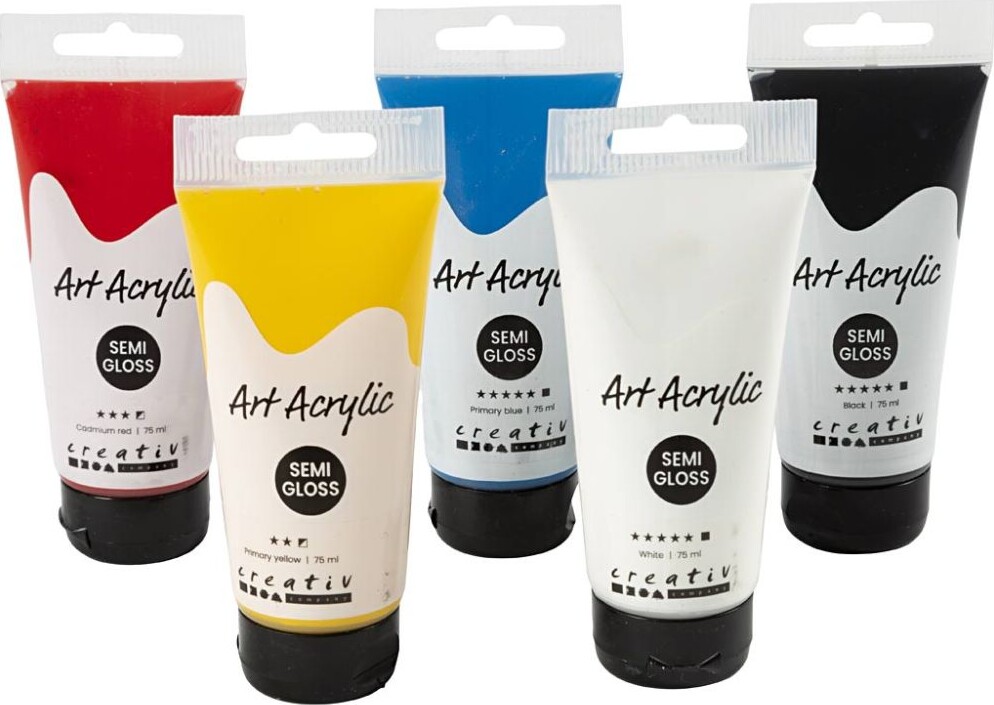 Akrylmaling Til Lærred  Træ  Gips   Pigment Art Acrylic 5x75ml