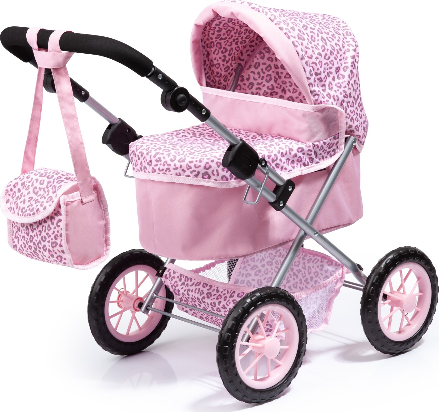 Bayer   Dukkevogn Med Kaleche Indkøbskurv   Trendy   Pink