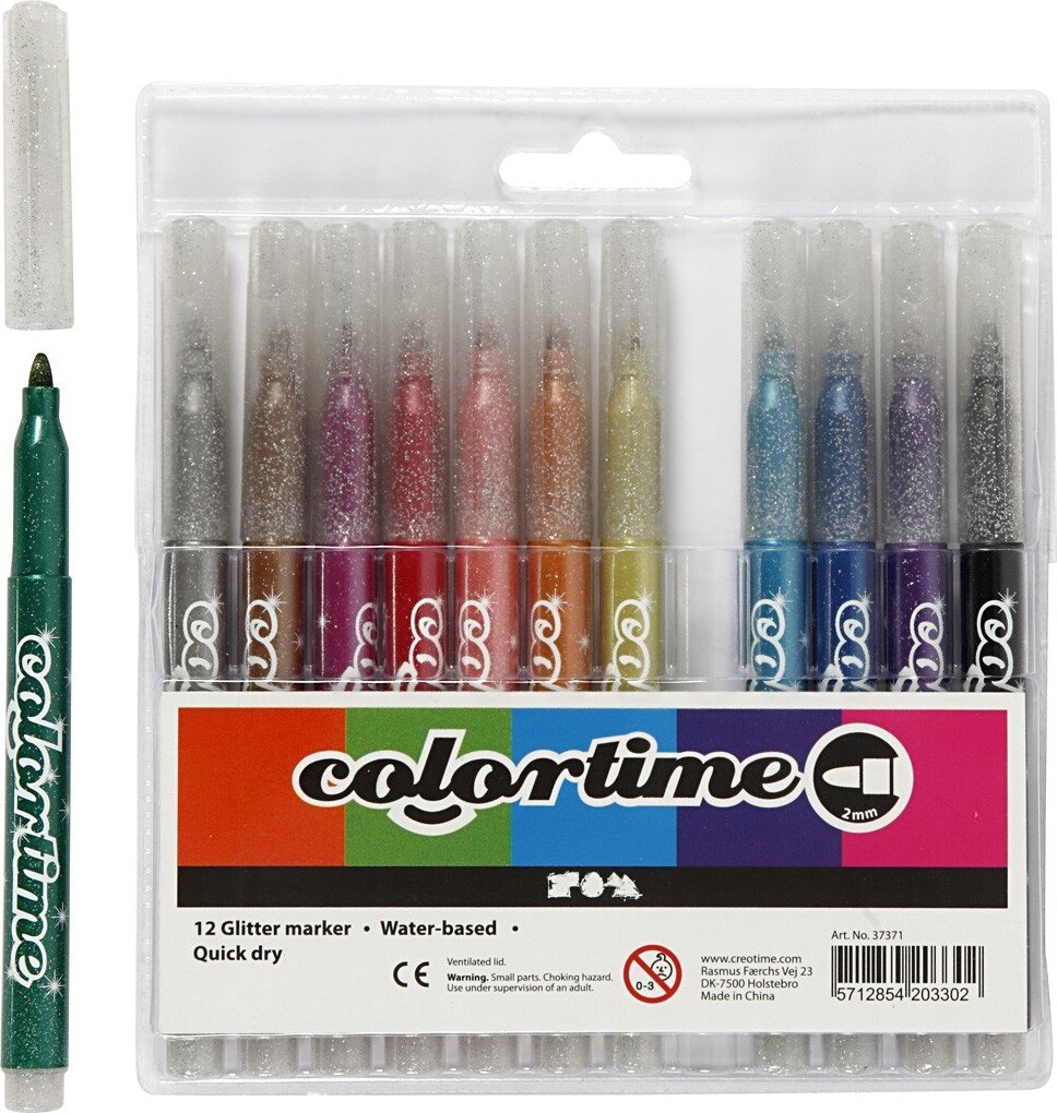 Colortime Glimmertuscher   Stregtykkelse 4 2 Mm   Forskellige Farver