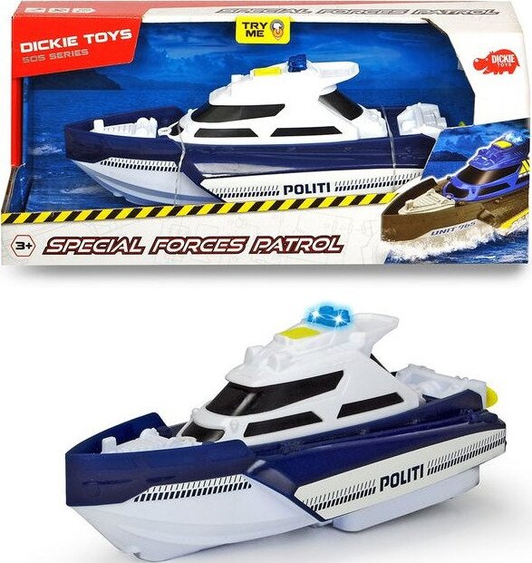 Dickie Toys   Legetøjsbåd   Sos Politibåd Med Lys Og Lyd