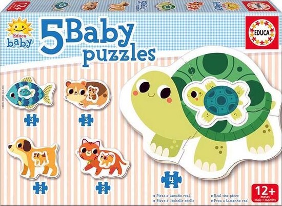 Educa Puzzle   5 Puslespil Til Baby Fra 1 år   Dyr