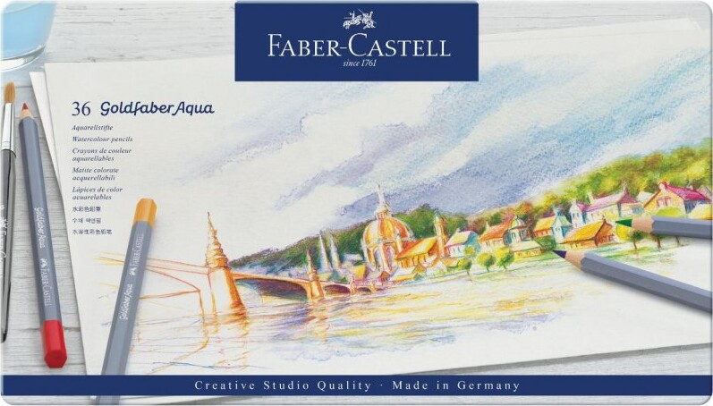 Faber Castell   Akvarel Blyanter I Tinæske   Goldfaber Aqua   36 Stk