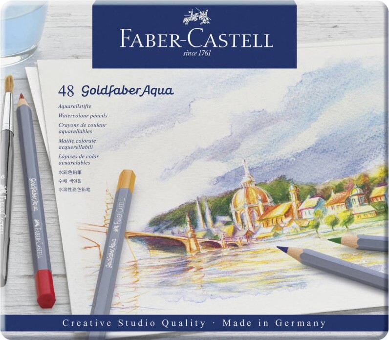 Faber Castell   Akvarel Blyanter I Tinæske   Goldfaber Aqua   48 Stk