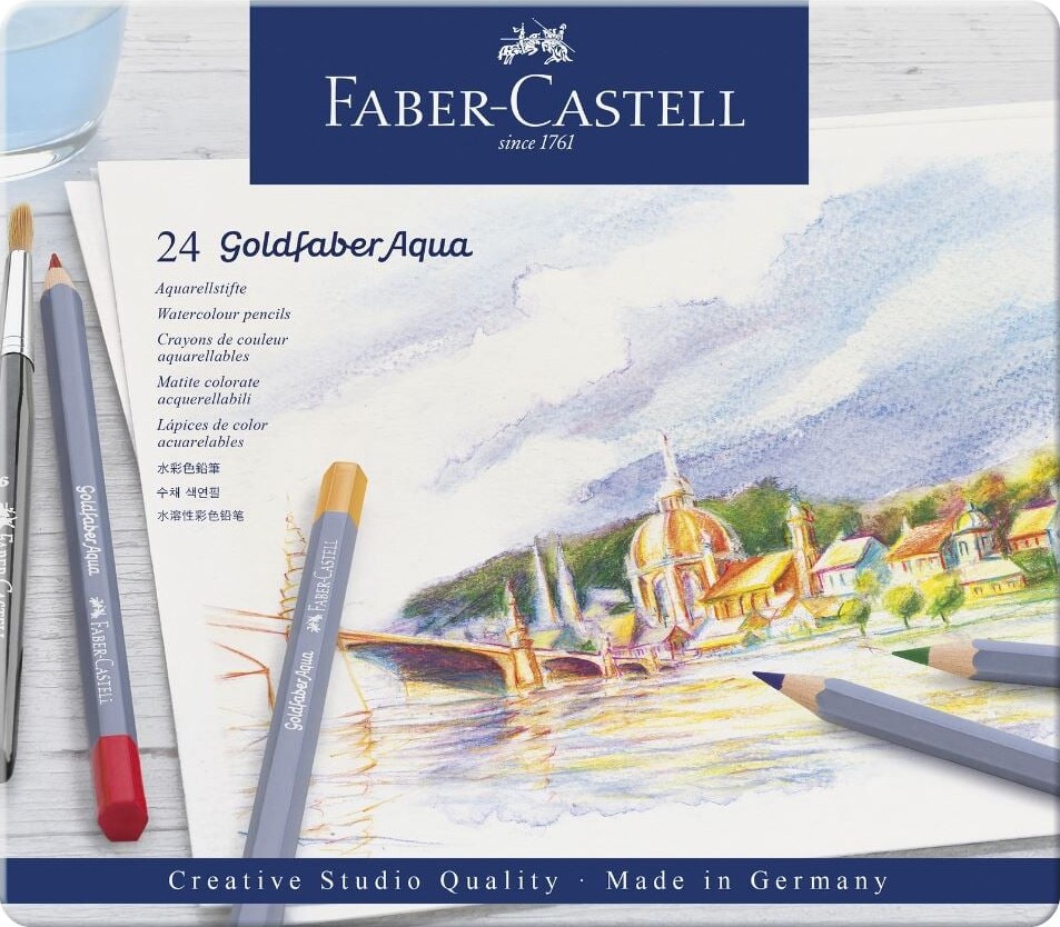 Faber Castell   Akvarel Blyanter I Tinæske   Goldfaber Aqua   24 Stk