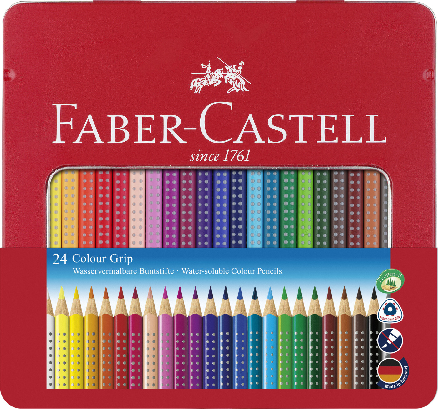 Faber Castell   Colour Grip Farveblyanter I Tinæske   24 Stk