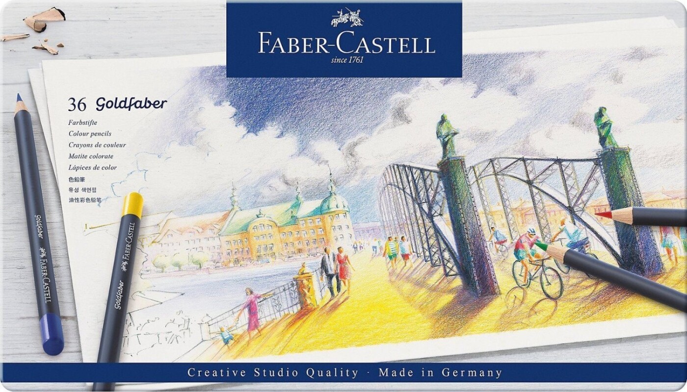 Faber Castell   Goldfaber Farveblyanter   Metalæske Med 36 Stk
