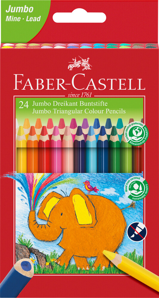 Faber Castell   Jumbo Trekantede Farveblyanter   24 Stk