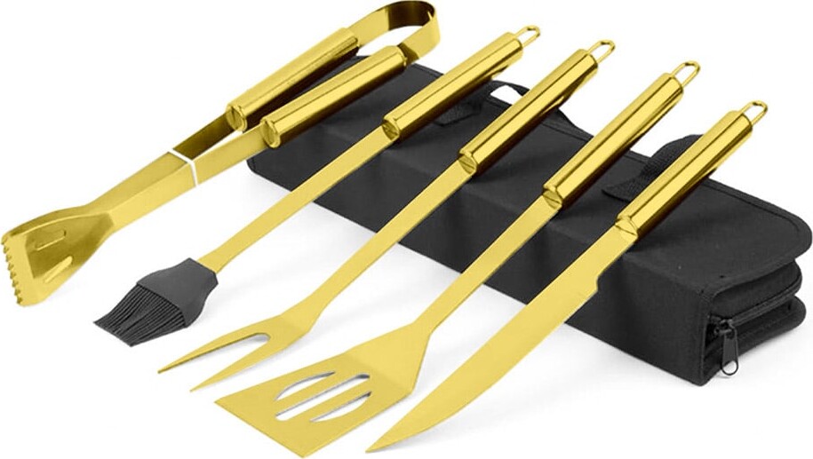 Grill Sæt I Sort Rejsetaske   Guld