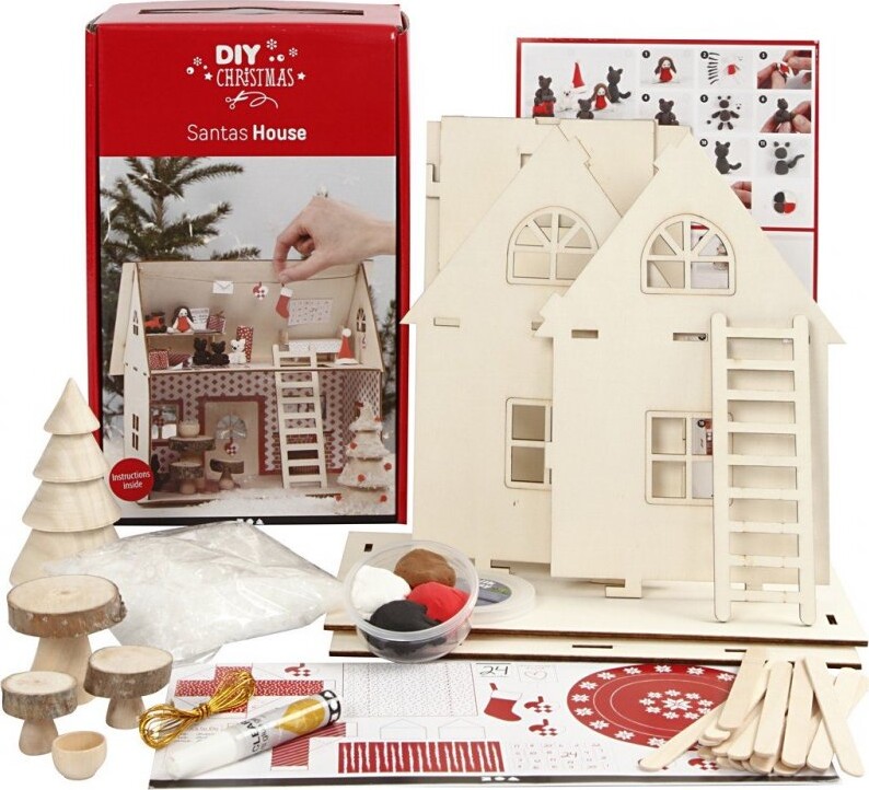 Julepynt Lav Selv   Julemandens Hus   Samlesæt I Træ   Diy Christmas