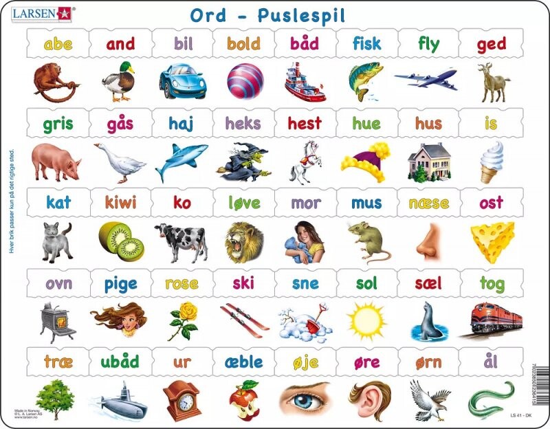 Larsen Puslespil Ord Og Billeder 40 Brikker