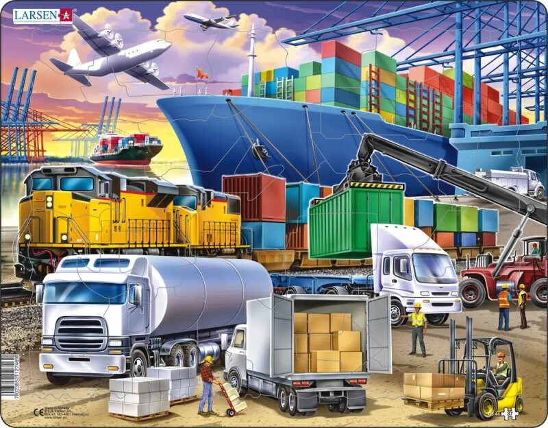 Larsen Puslespil   Transport   37 Brikker  36 5x28 5 Cm