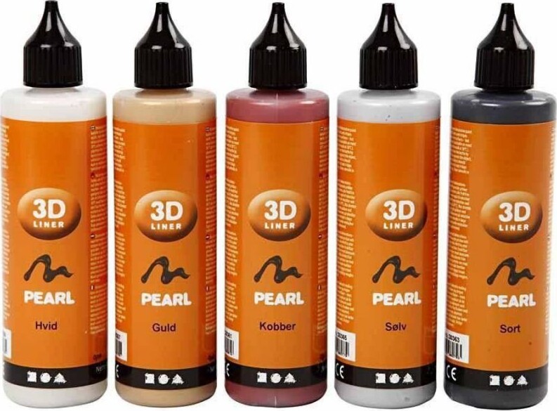 Metallic Maling   Tyktflydende   5 Stk Farver 100ml   3d Liner