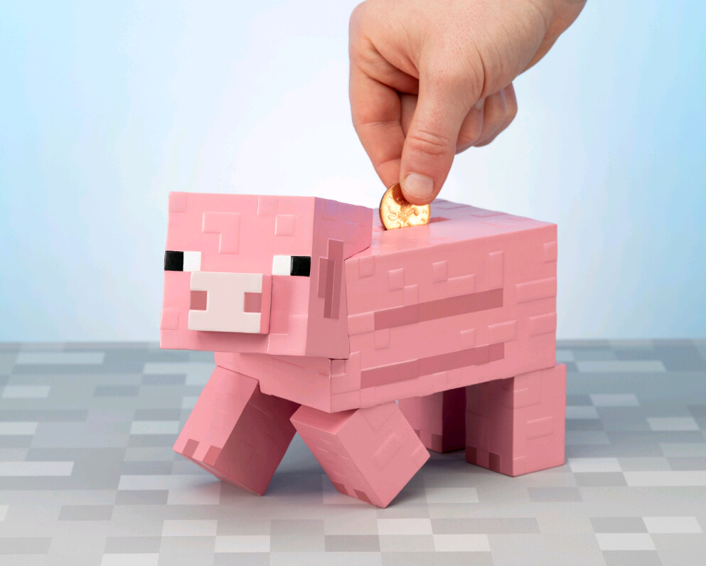 Minecraft Sparegris   Gris   19 Cm