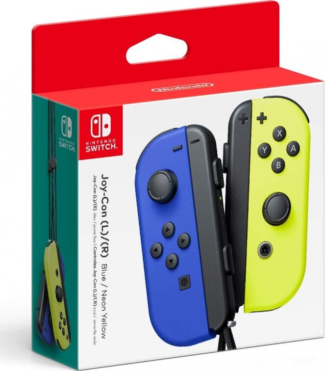 Nintendo Switch Joy Con Controller Sæt   Blå Venstre Og Neon Gul Højre