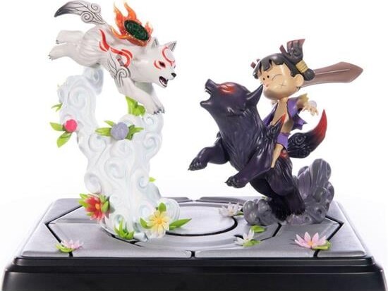 Okamiden Statuette Figurer   Chibiterasu Vs Dark Chibiterasu