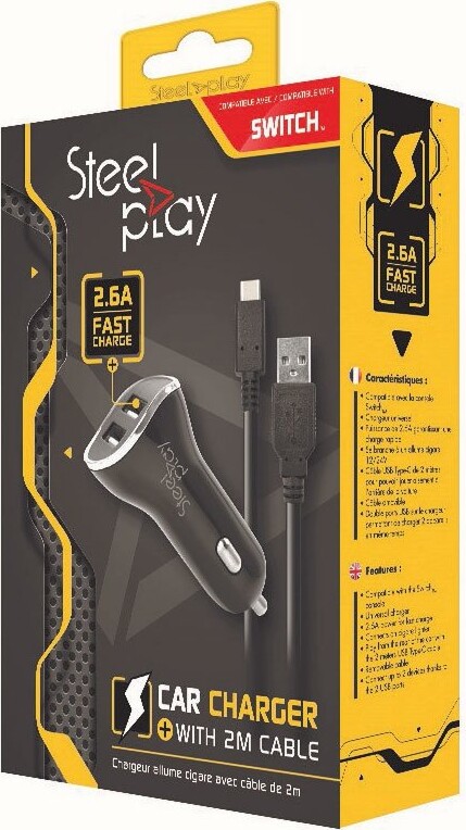 Steelplay Nintendo Switch Oplader Til Bil   2 Usb Porte