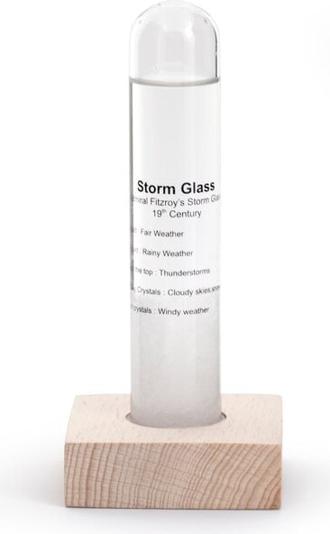 Stormglas Barometer   Med Træbase