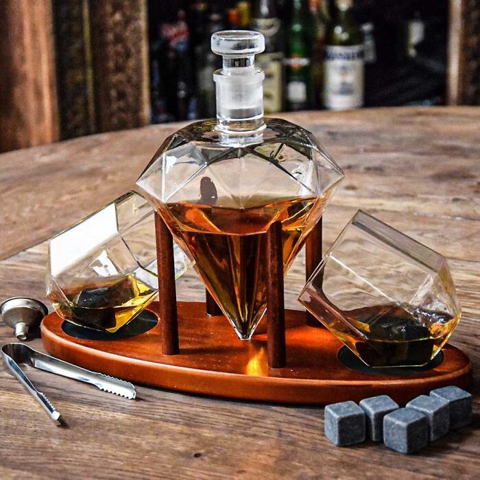 Diamant Karaffel Sæt Med Glas Til Whisky