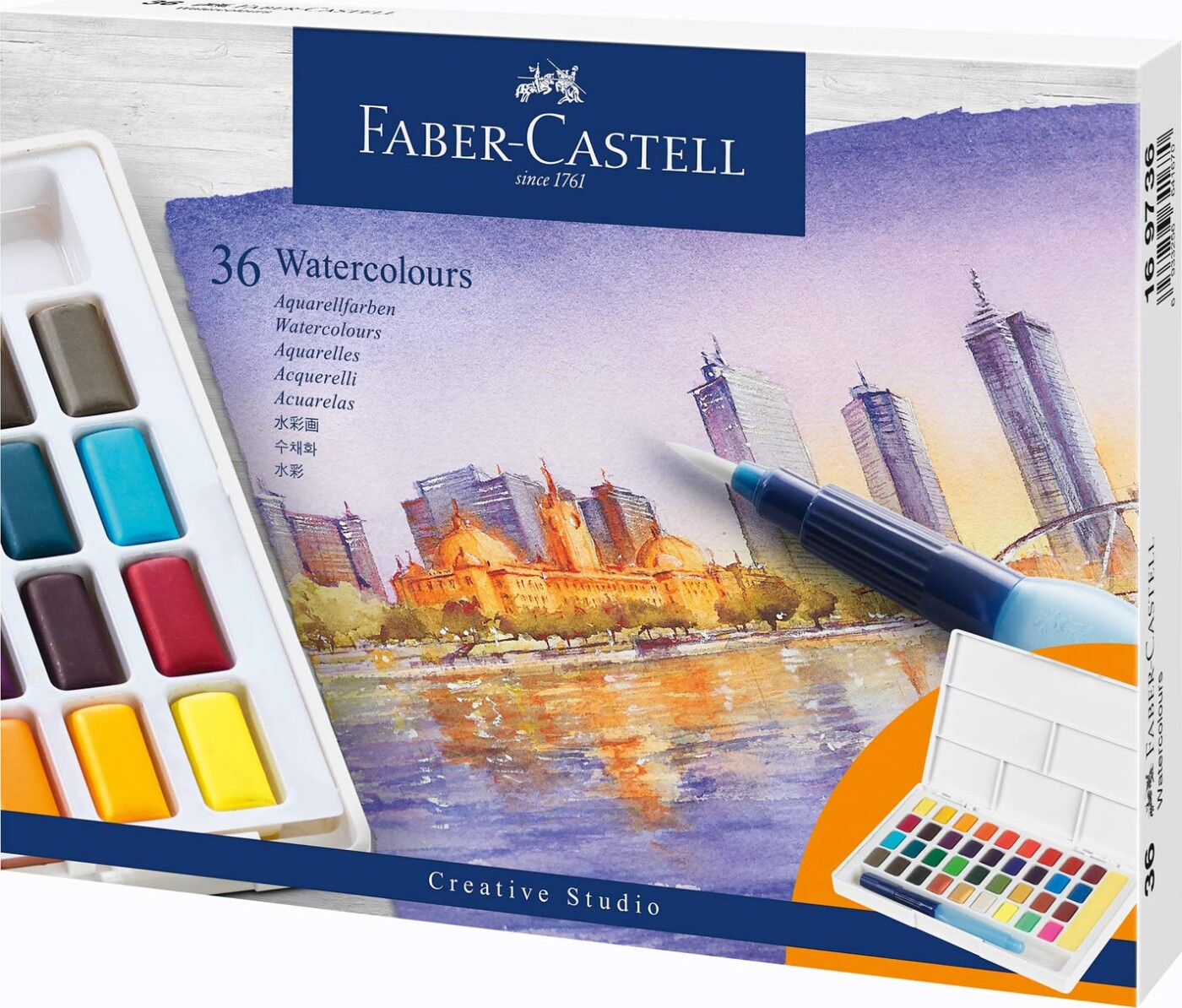 Faber Castell   Vandfarver   36 Brikker I Kasse   169736