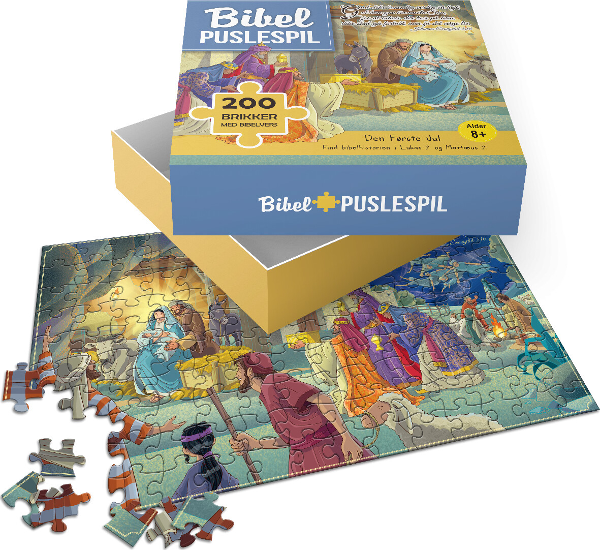 Bibel Puslespil Med Bibelvers   Den Første Jul   200 Brikker