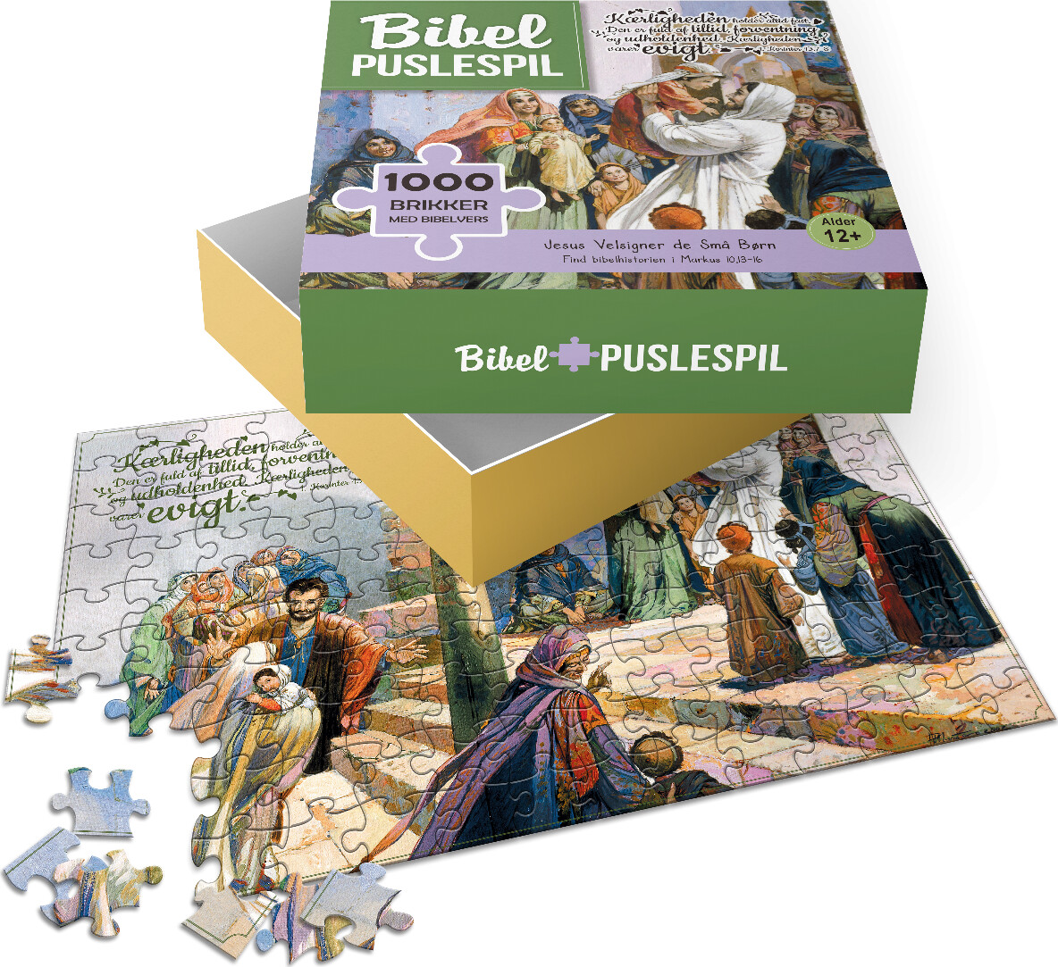 Bibel Puslespil Med Bibelvers Jesus Velsigner De Små Børn 1000 Brikker