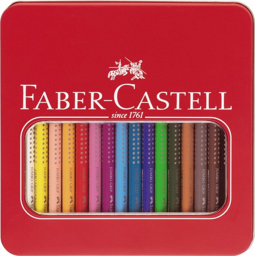 Faber Castell Jumbo Grip Farveblyanter I Metalæske   16 Stk