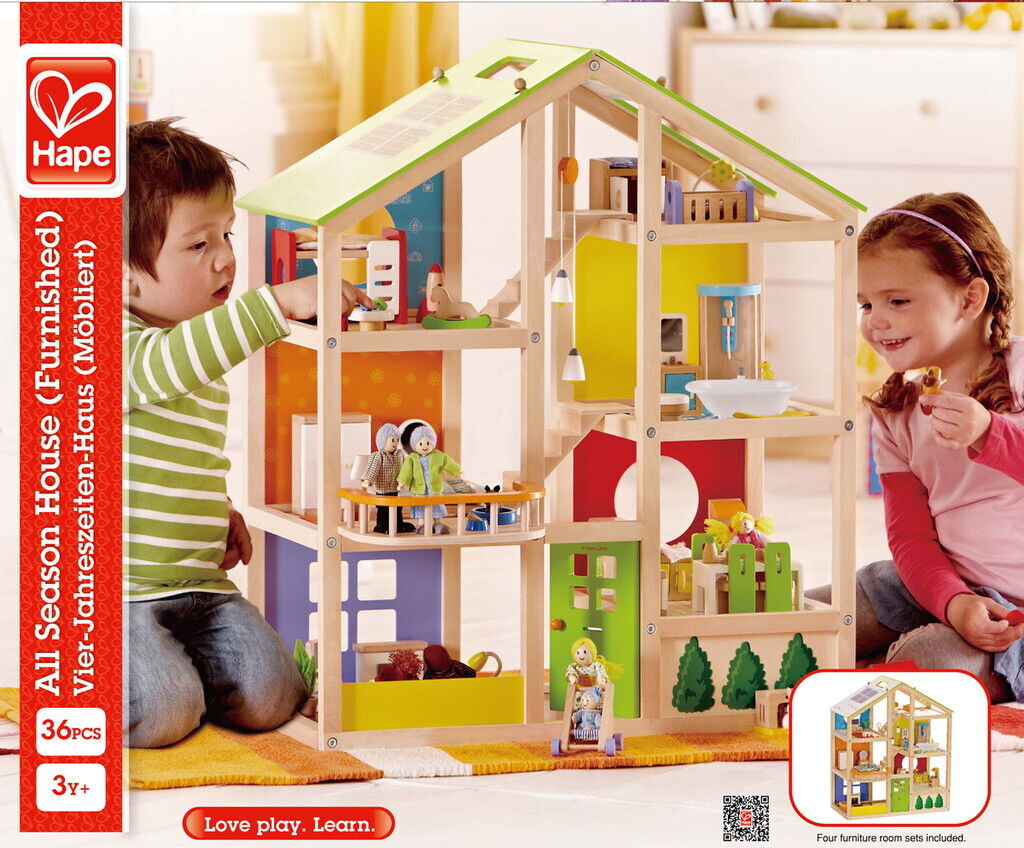 Hape   Dukkehus Med Møbler